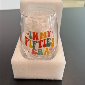 Colorful 'In My Fifties Era' Wine Glass